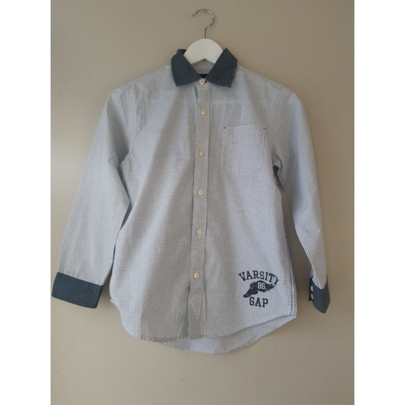 GAP KIDS white and blue shirt size M/8 - Picture 3 of 9
